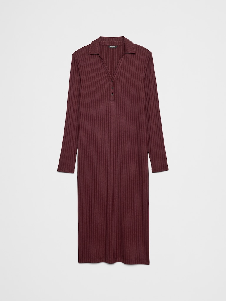 Wide-Ribbed Knit Midi Dress
