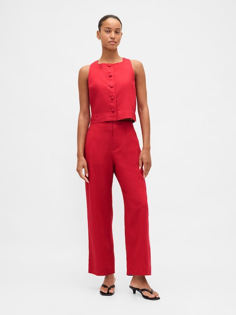 knee length dresses for ladies Crimson red stretch dress pants for women | Petite & Tall main image 0