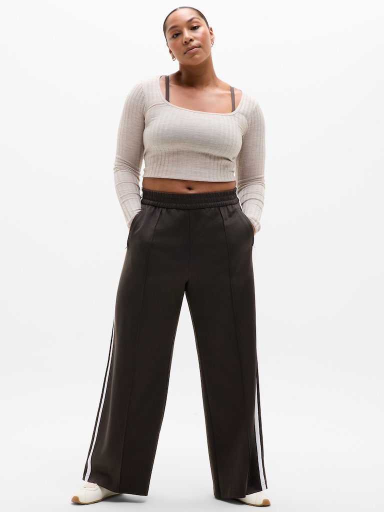 Tempo Mid Rise Wide Leg Track Pant