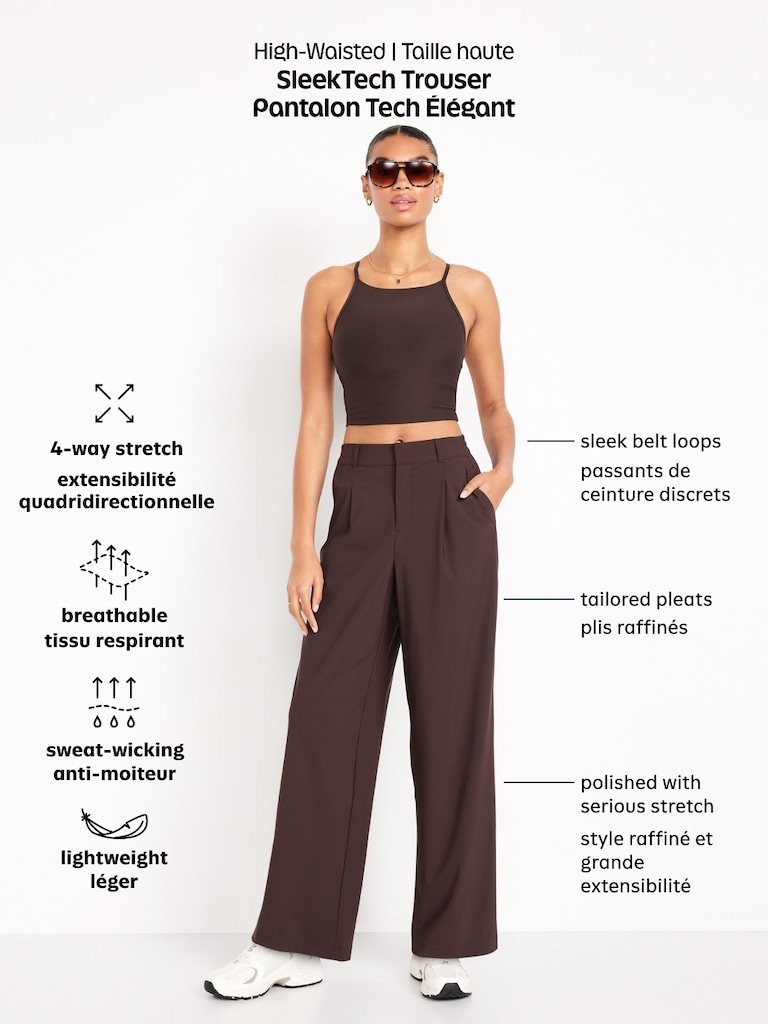 High-Waisted SleekTech Trouser Pants