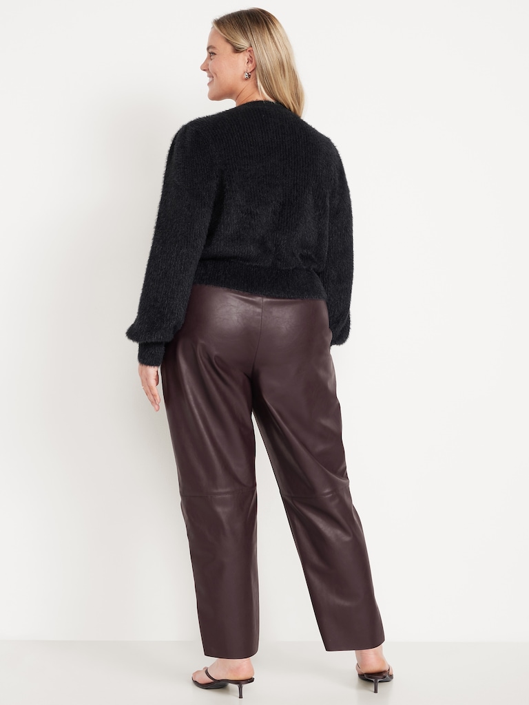 High-Waisted Billie Faux-Leather Ankle Trouser