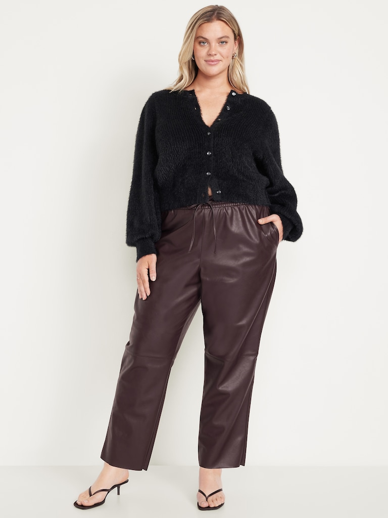 High-Waisted Billie Faux-Leather Ankle Trouser