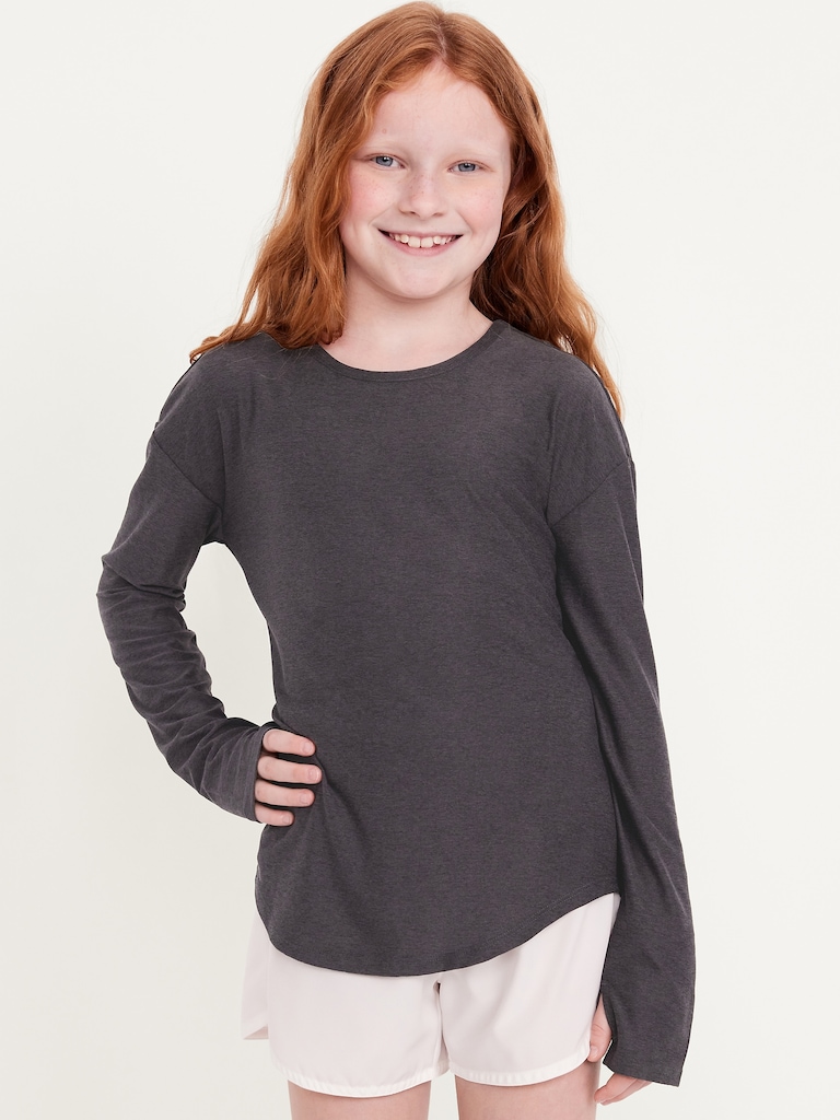 CloudMotion Long-Sleeve Back-Cutout Performance T-Shirt for Girls