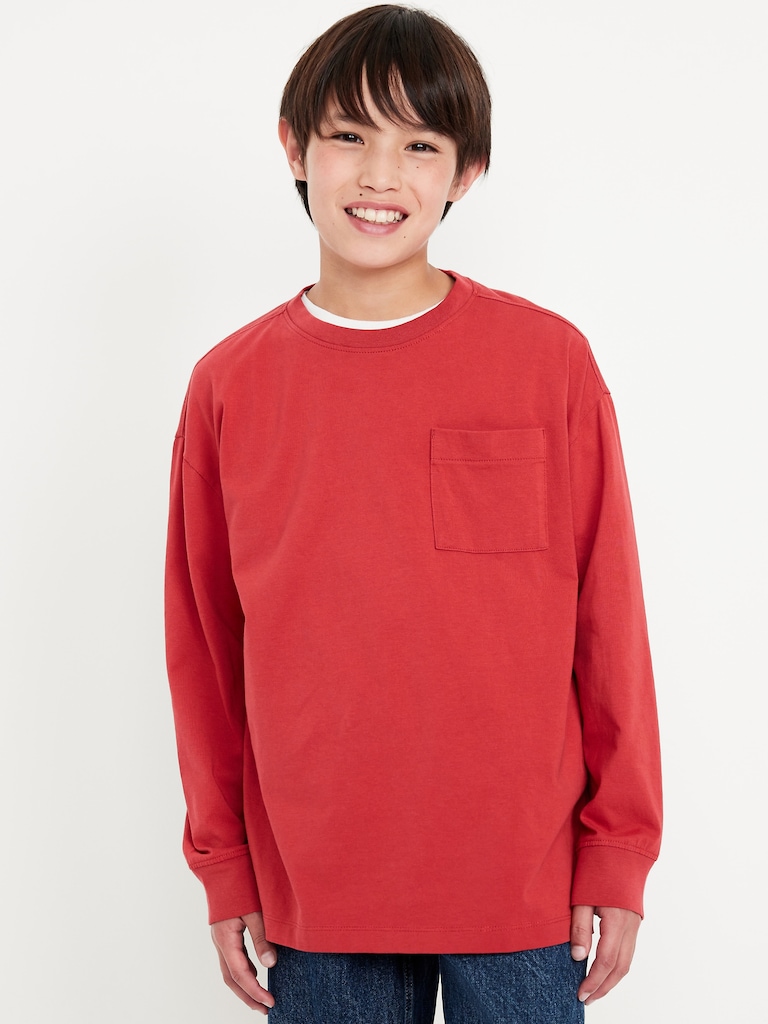 Oversized Long-Sleeve Pocket T-Shirt for Boys