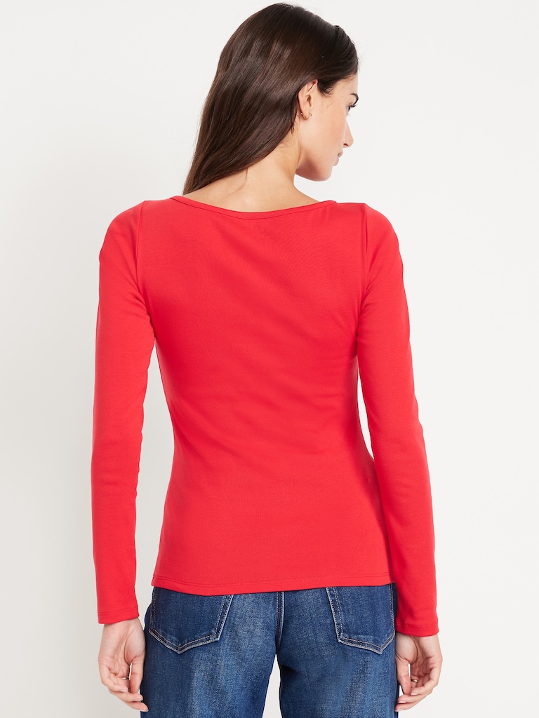 Snug Long-Sleeve Boatneck T-Shirt