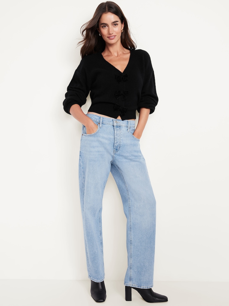 SoSoft V-Neck Bow-Front Cardigan Sweater