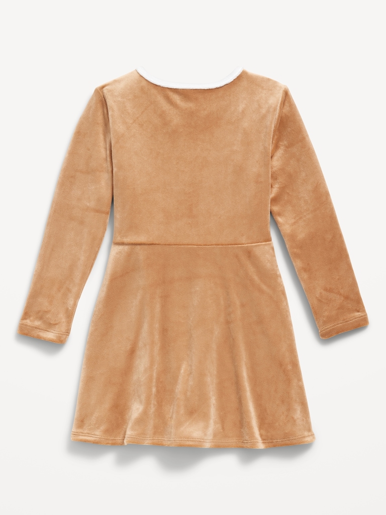 Long-Sleeve Fit and Flare Velour Holiday Dress for Toddler Girls