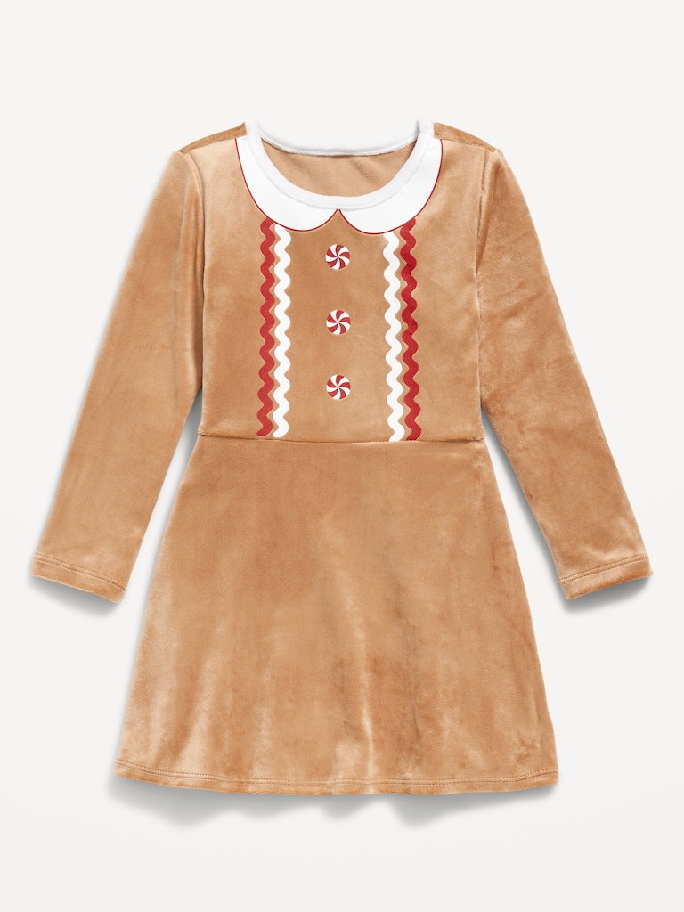 Long-Sleeve Fit and Flare Velour Holiday Dress for Toddler Girls