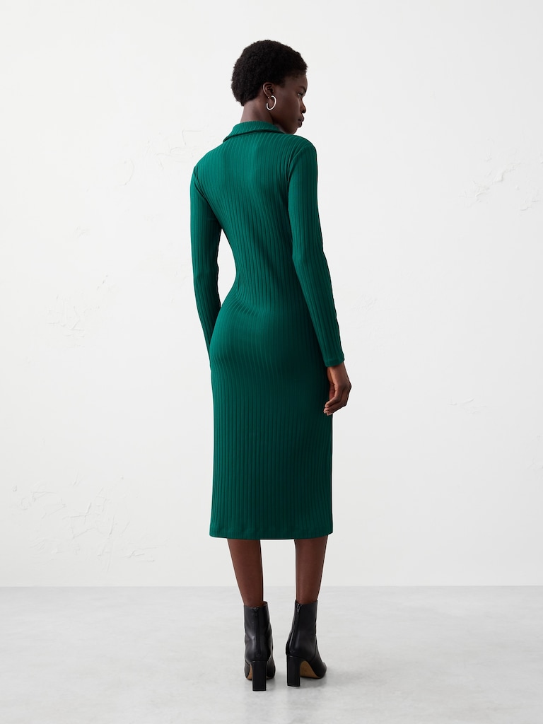 Wide-Ribbed Knit Midi Dress