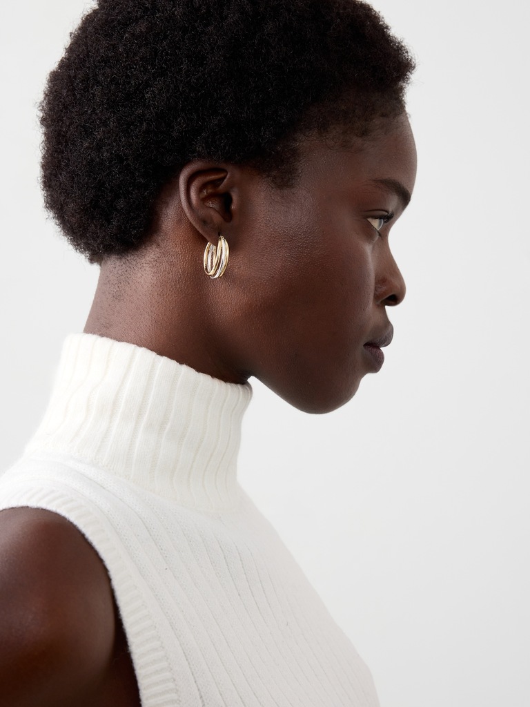 Mixed Metal Huggie Earrings