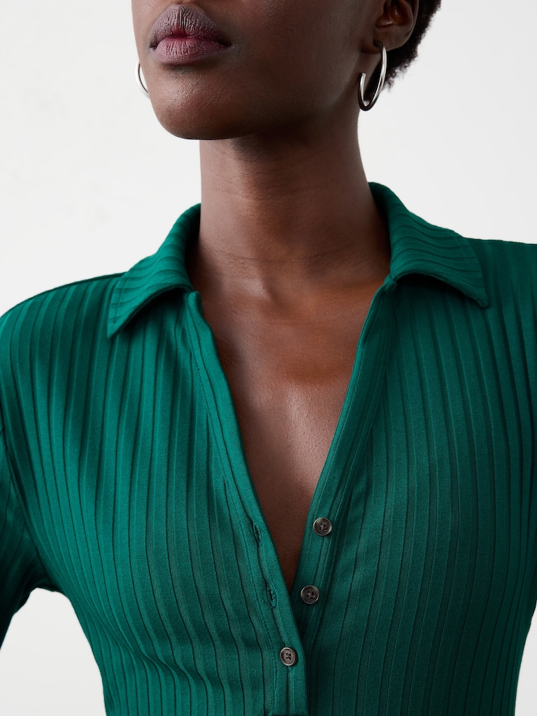 Wide-Ribbed Knit Midi Dress