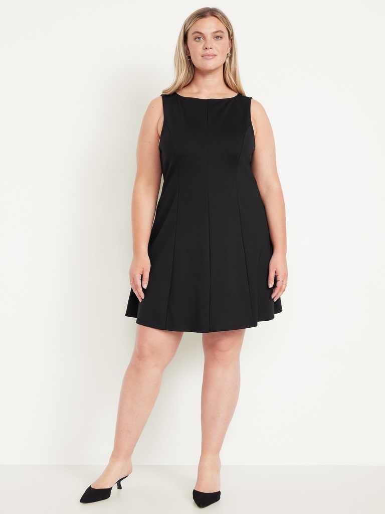 Sleeveless Ponte-Knit Mini Swing Dress