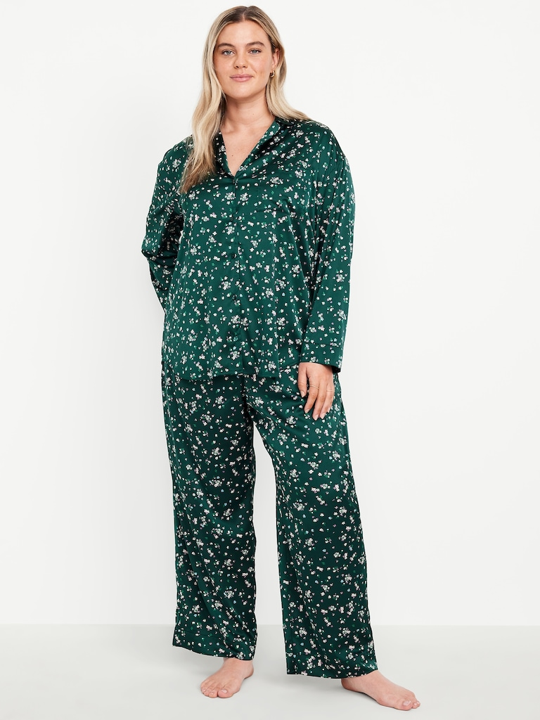 Printed Satin Pajama Pant Set for Women