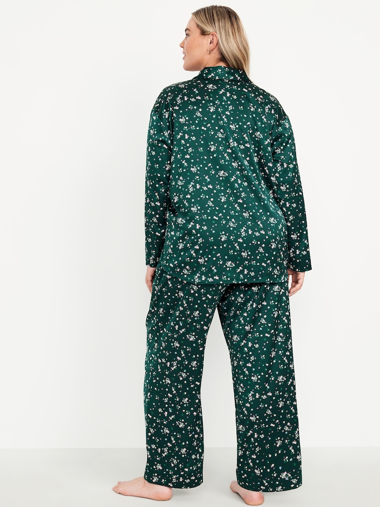 Printed Satin Pajama Pant Set for Women