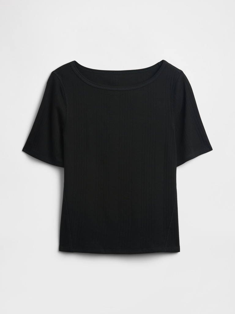 Modern Ribbed Boatneck T-Shirt