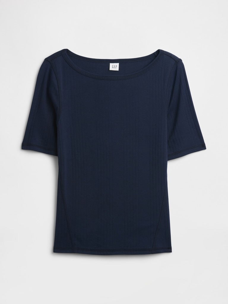 Modern Ribbed Boatneck T-Shirt