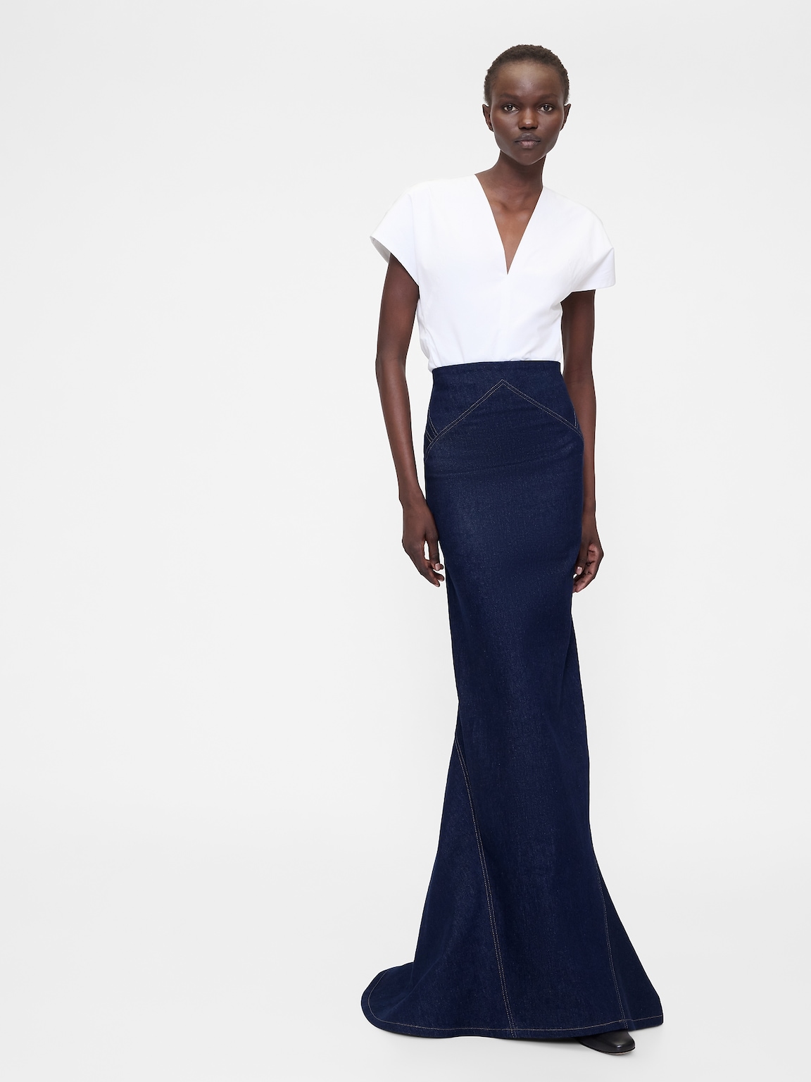 GapStudio High Rise Seamed Denim Maxi Skirt