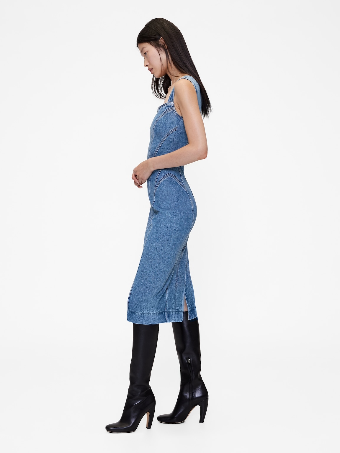 GapStudio Seamed Denim Midi Dress
