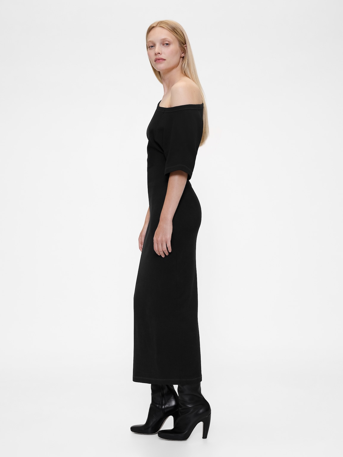 GapStudio Jersey Off-Shoulder Midi Dress