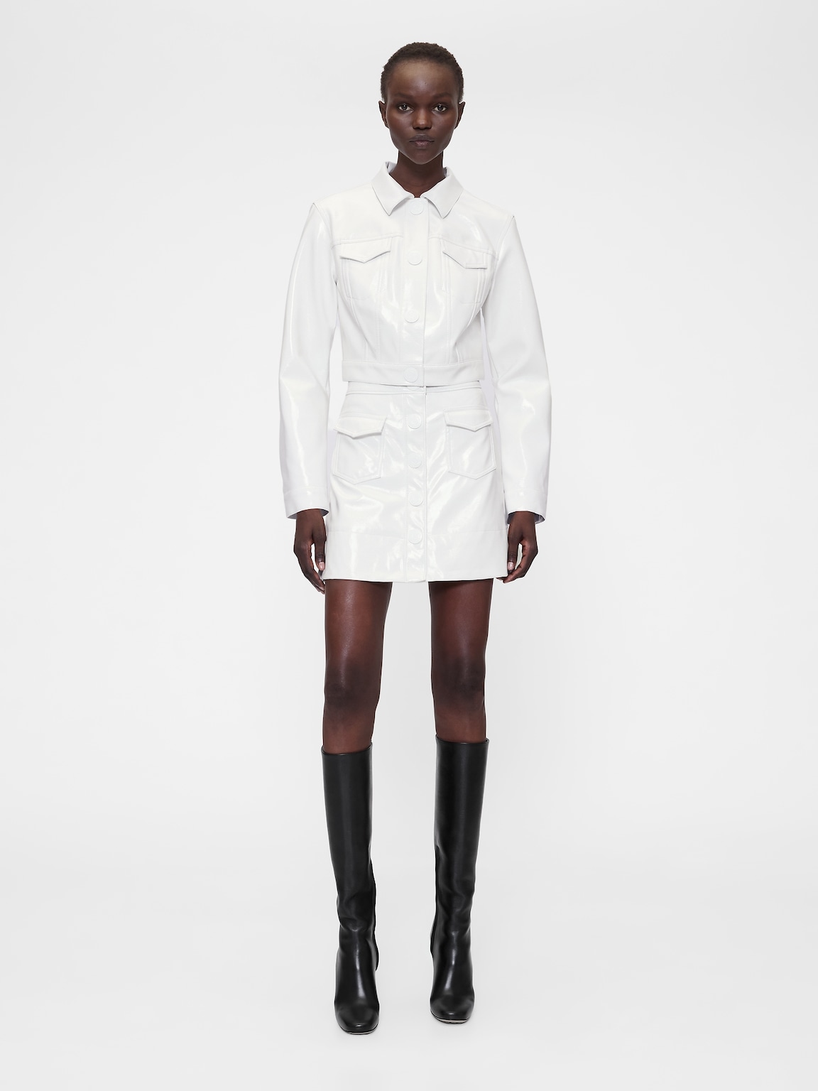 GapStudio Vegan Patent Leather Mini Skirt