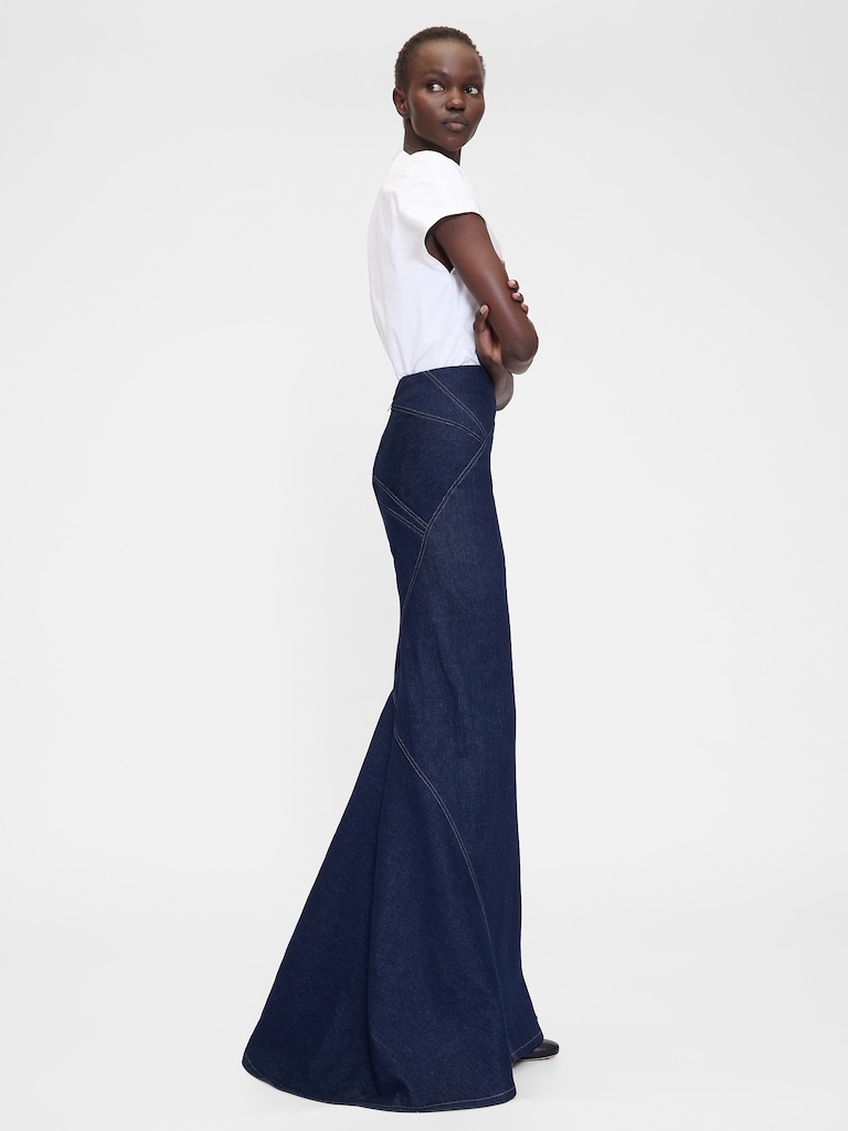 GapStudio High Rise Seamed Denim Maxi Skirt