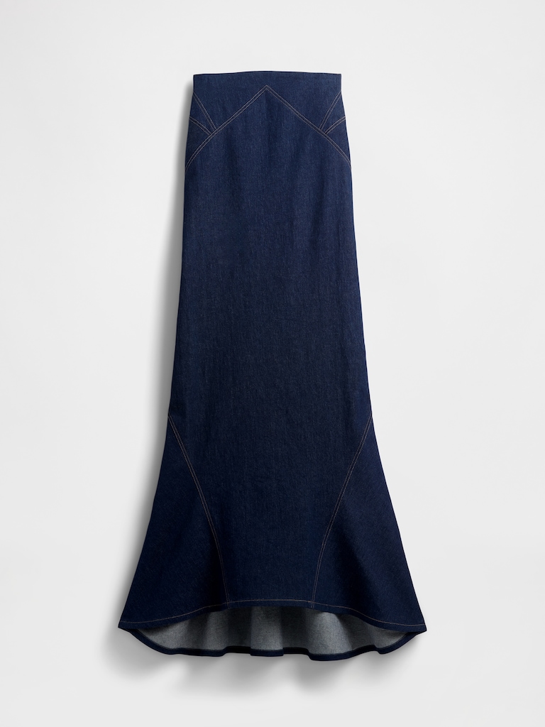 GapStudio High Rise Seamed Denim Maxi Skirt