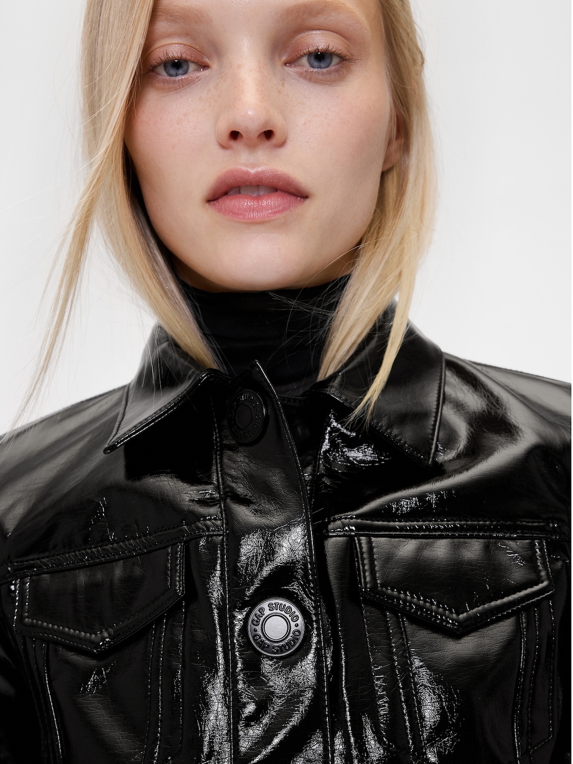 GapStudio Vegan Patent Leather Crop Jacket