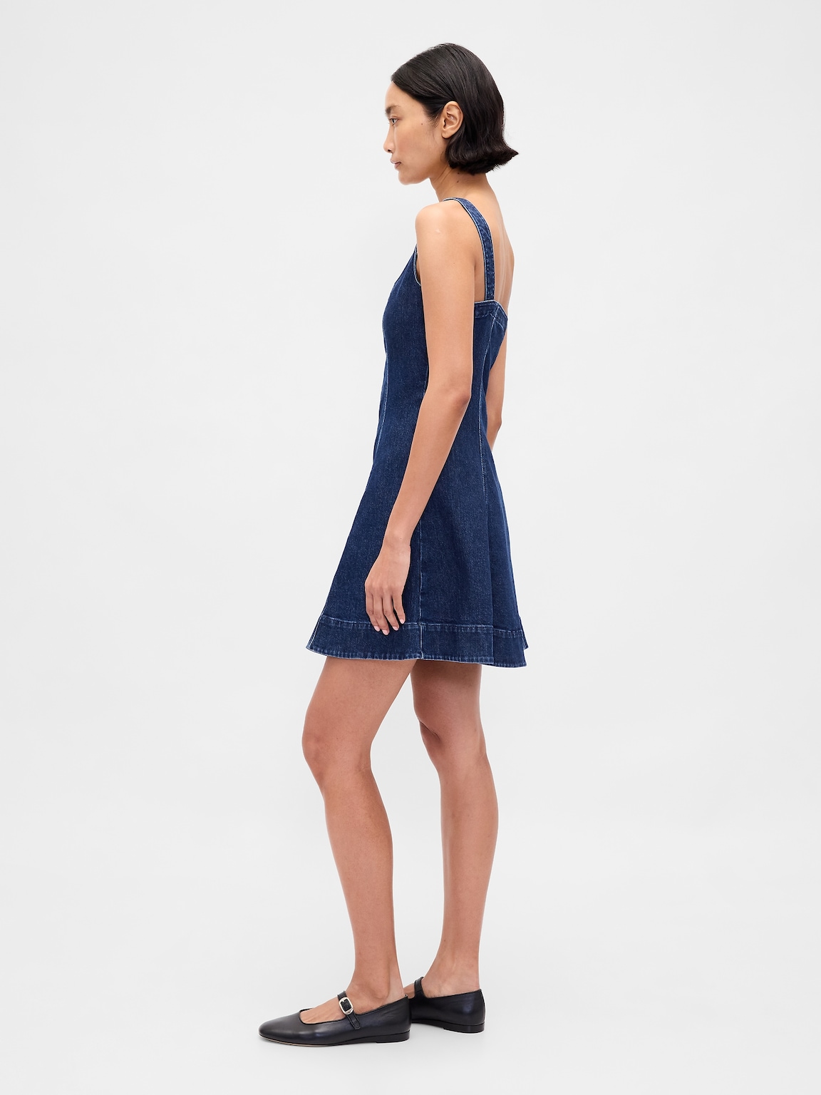 Denim Zip-Front Mini Dress