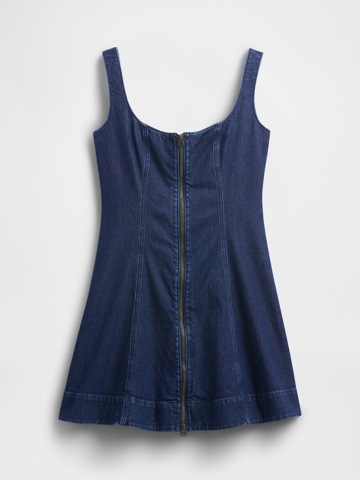 Denim Zip-Front Mini Dress