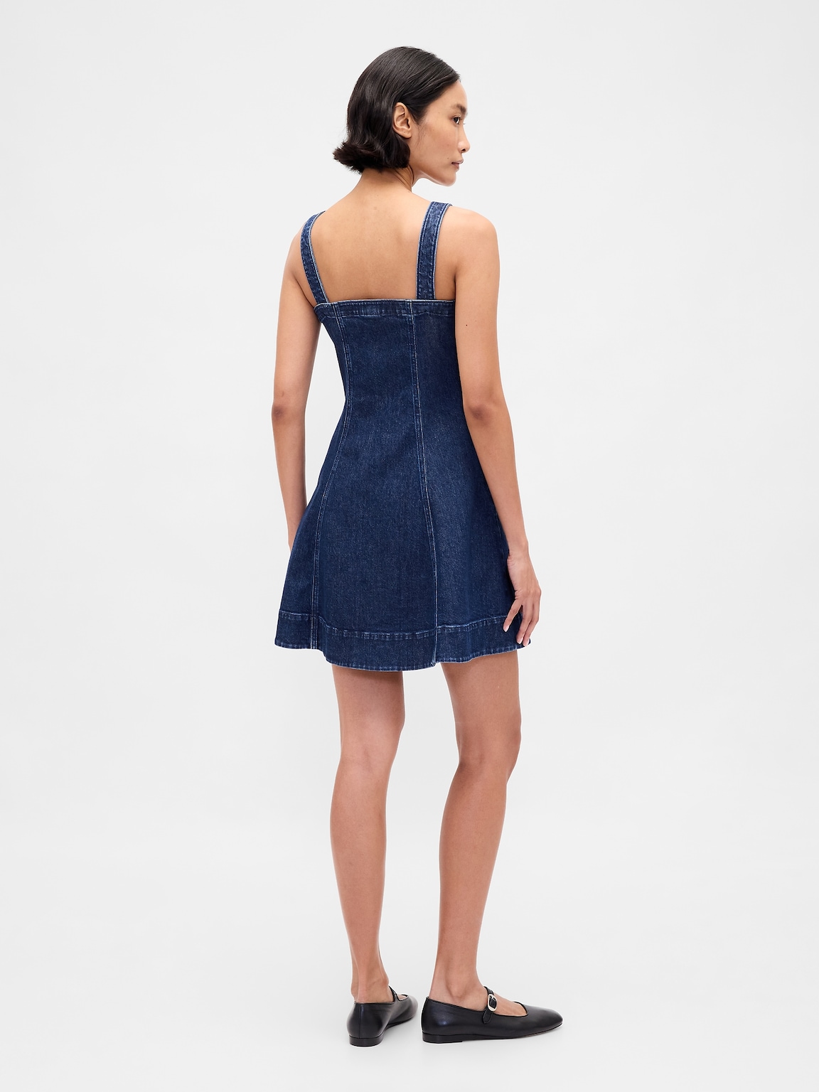 Denim Zip-Front Mini Dress