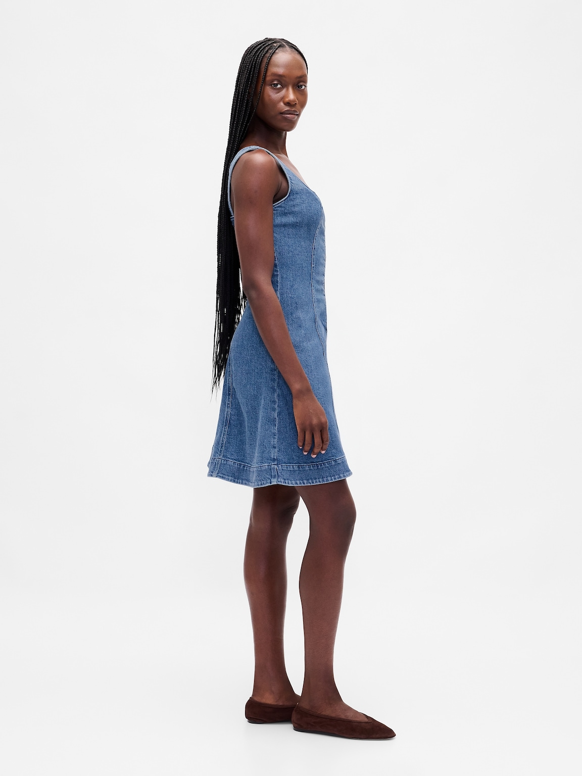 Denim Zip-Front Mini Dress