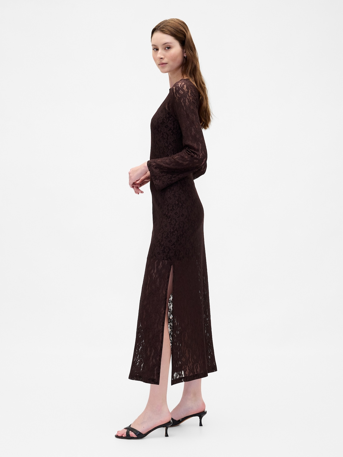 Lace Bell-Sleeve Maxi Dress