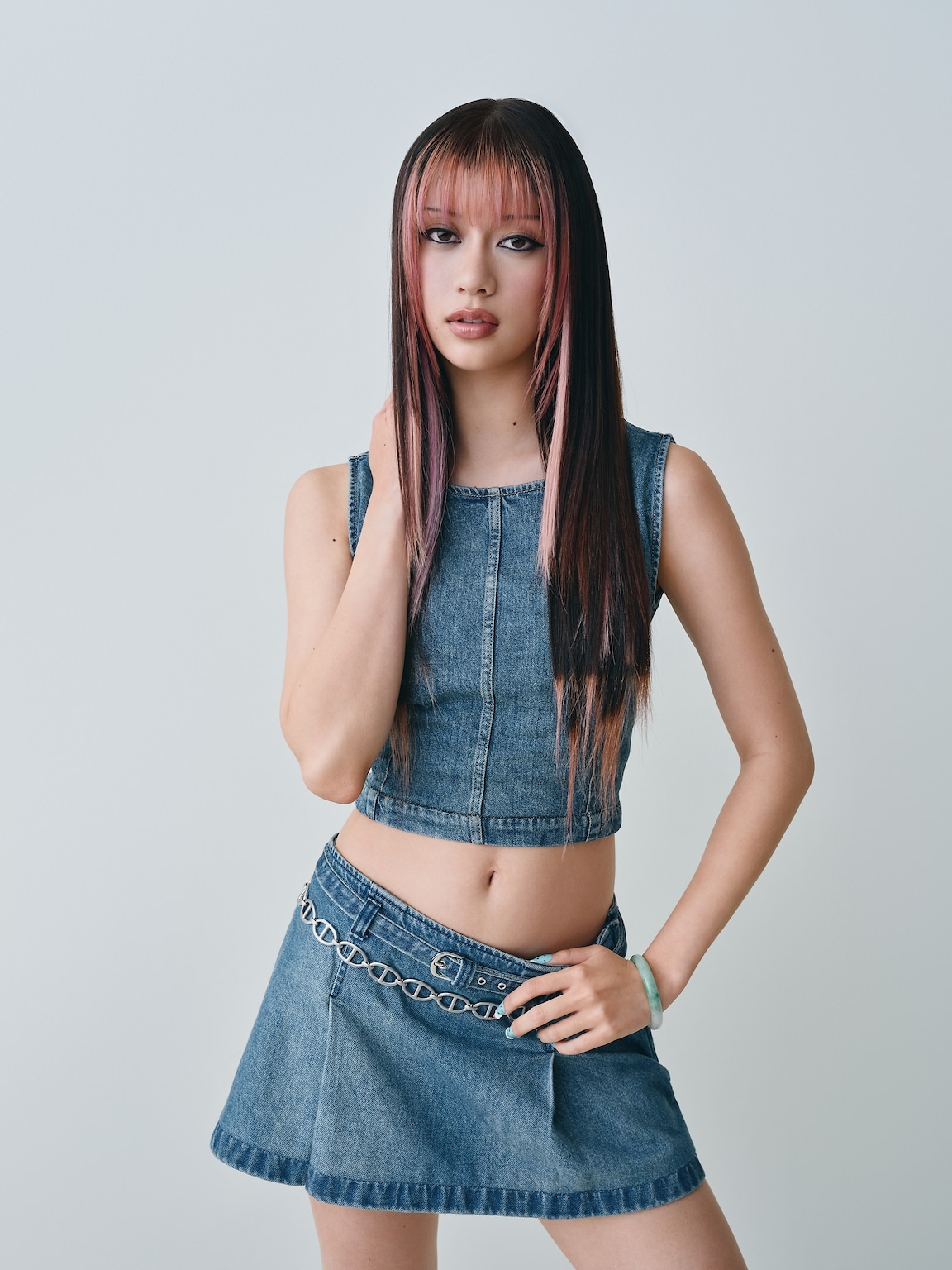 Denim Crop Shell Tank Top