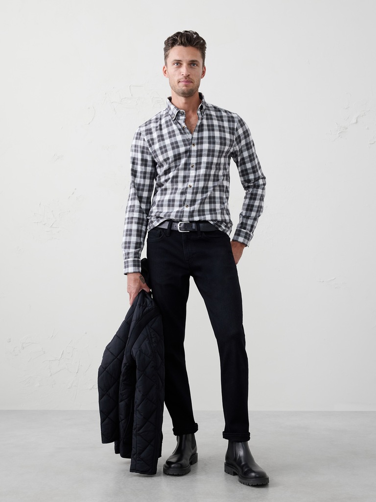 Slim-Fit Lightweight Flannel Shirt