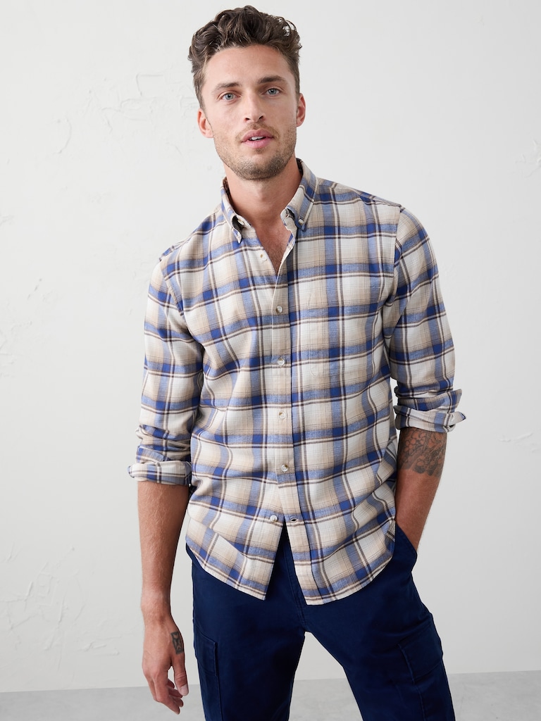 Slim-Fit Lightweight Flannel Shirt