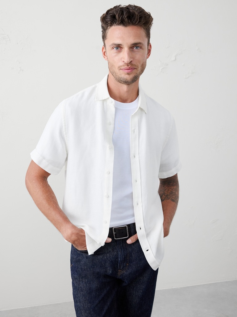 Slim-Fit Linen-Blend Shirt