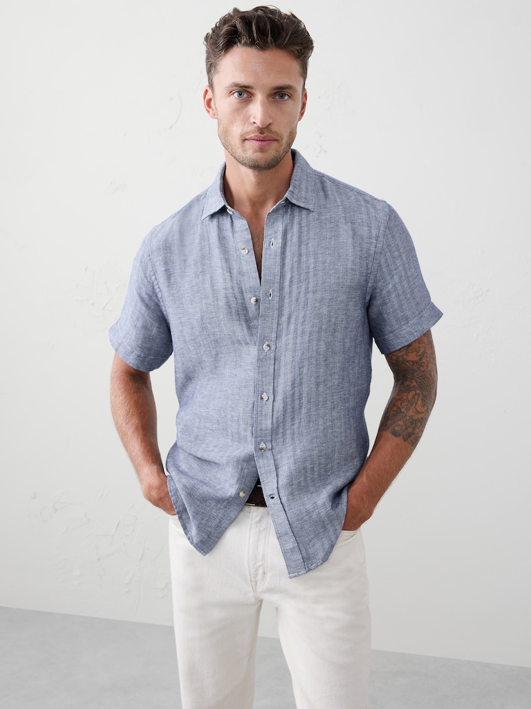 Slim-Fit Linen-Blend Shirt
