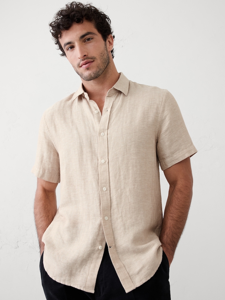 Slim-Fit Linen-Blend Shirt