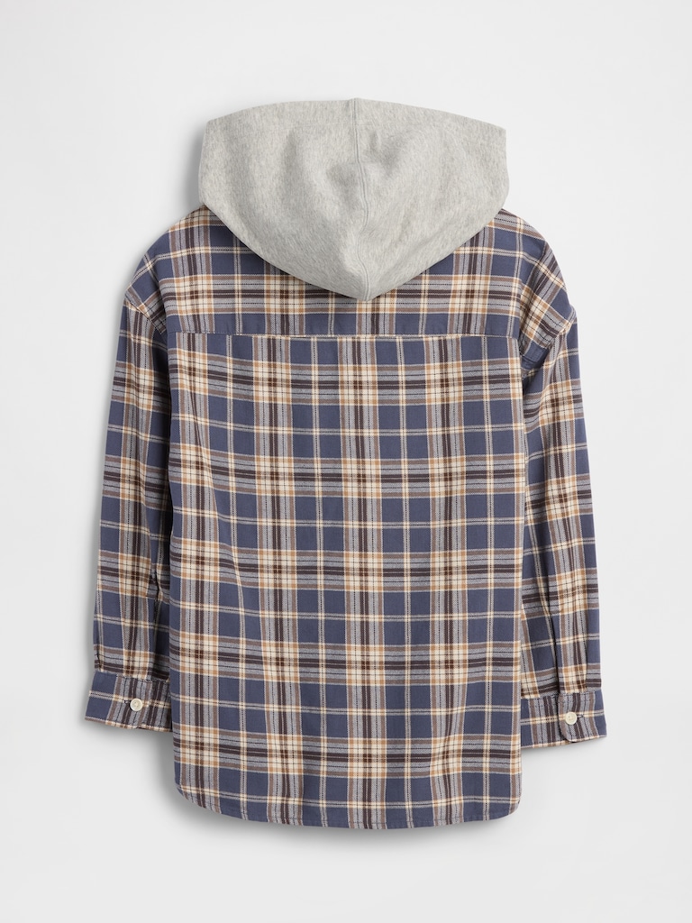 Kids Relaxed Hooded Flannel Shirt