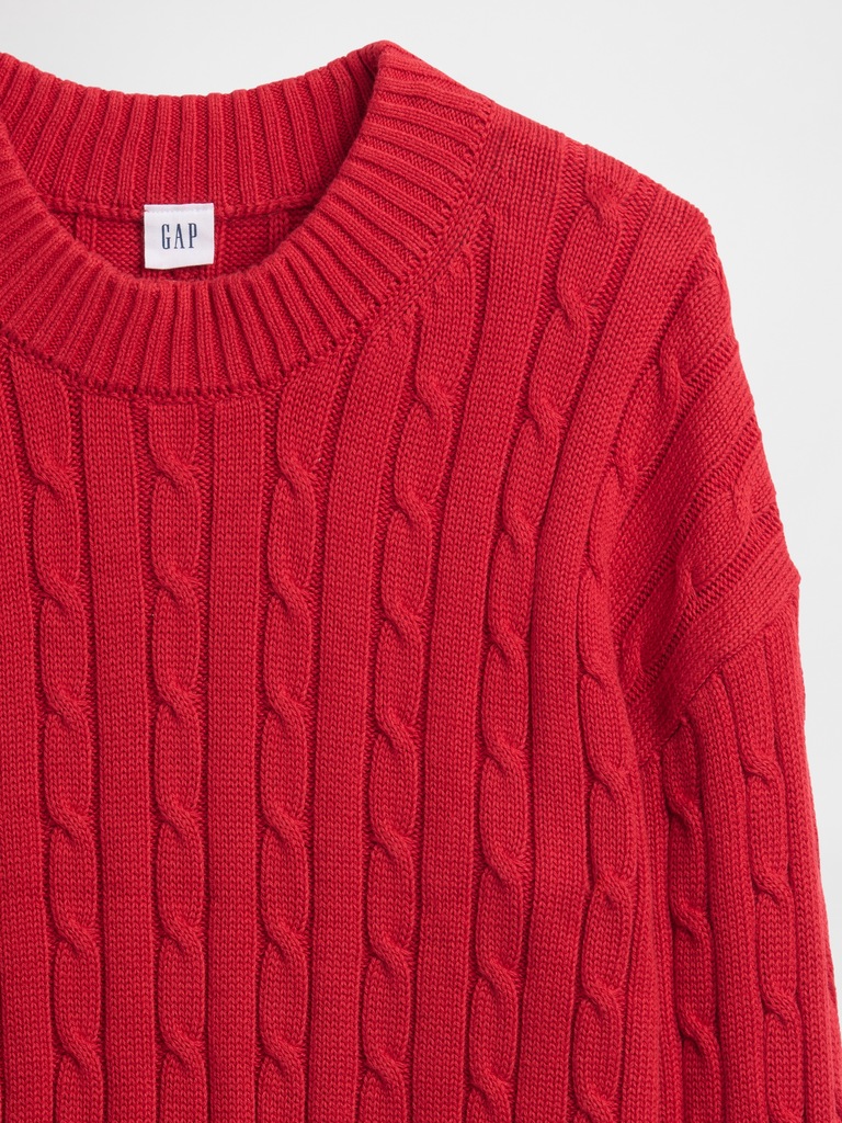 Relaxed Cable-Knit Crewneck Sweater