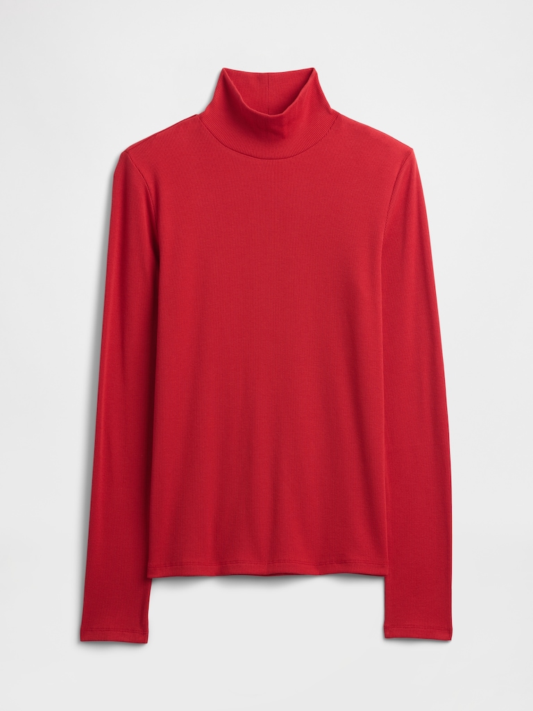 Ribbed Turtleneck T-Shirt