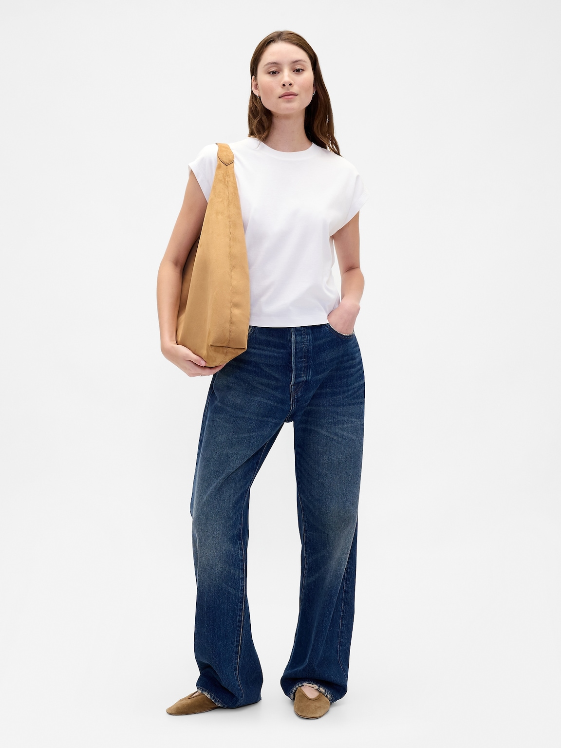 Vegan Suede Slouchy Tote Bag