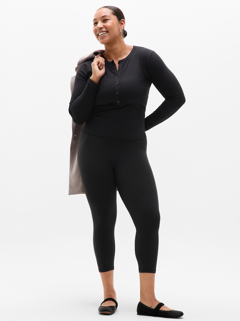 Signature Rib Long Sleeve Henley Top