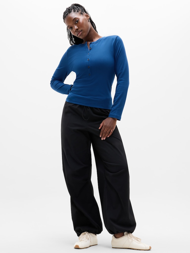 Signature Rib Long Sleeve Henley Top