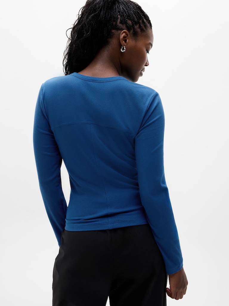 Signature Rib Long Sleeve Henley Top