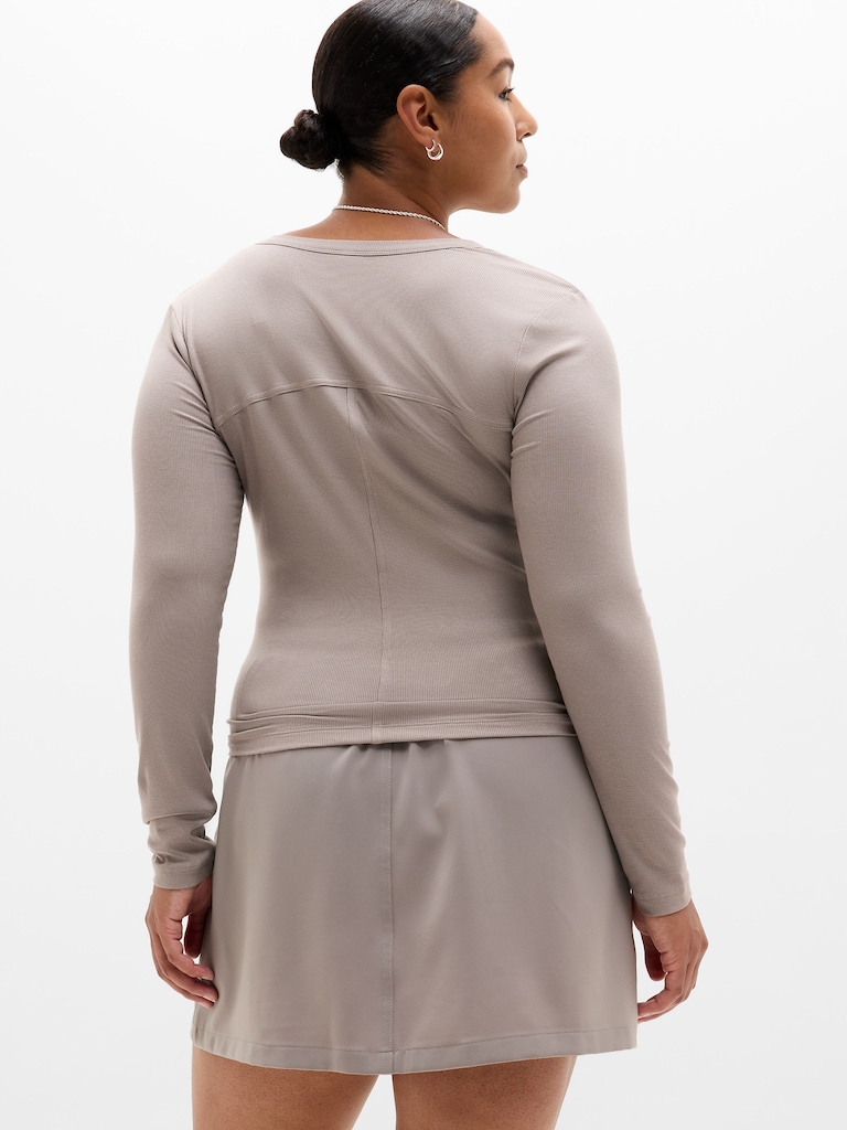 Signature Rib Long Sleeve Henley Top