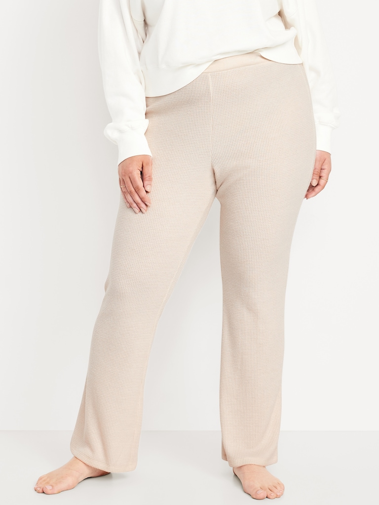 High-Waisted Cozy Waffle Flare Pants