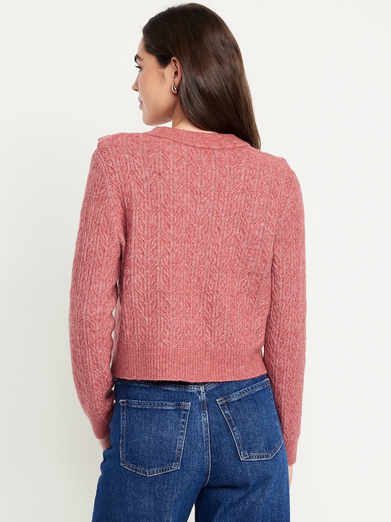 Wool-Blend Cropped Ruffle Sweater