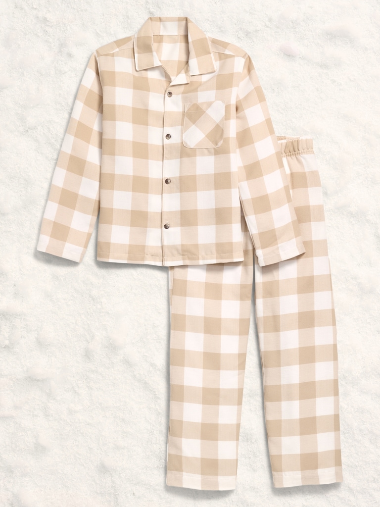 Printed Gender-Neutral Button-Front Pajama Set for Kids