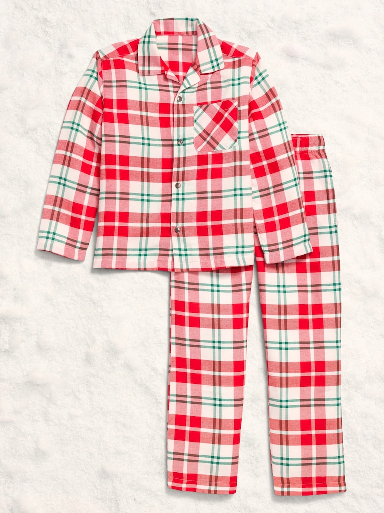 Printed Gender-Neutral Button-Front Pajama Set for Kids